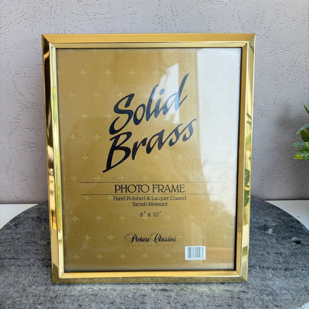 Picture Classics Solid Brass 8x10 Photo Frame Gold Tarnish Resistant Vintage